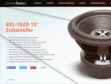 Powerbass Audio USA website design and development